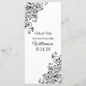 Carte de menu Mariage noir blanc élégant (Dos)