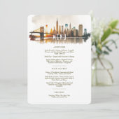 Carte de menu Mariage NYC Sundown Skyline Watercol (Debout devant)