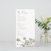 Carte de menu Mariage or Tropical Beach Palm Sketc (Debout devant)
