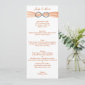 Carte de menu Mariage Orange Infinity (Debout devant)
