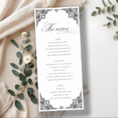 Carte de menu Mariage orné d'Art déco noir blanc