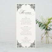 Carte de menu Mariage orné d'Art déco noir blanc (Debout devant)