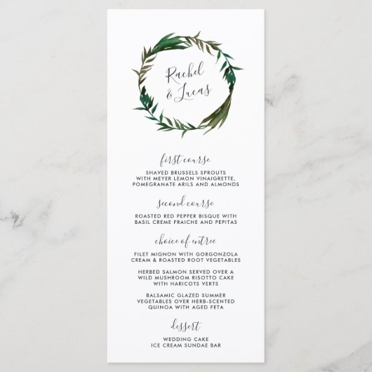 Carte de menu Mariage Palm Wreath (Devant)