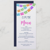 Carte de menu Mariage Papel Picado (Devant / Derrière)