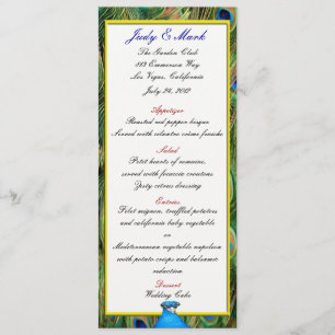 Carte de menu Mariage Peacock