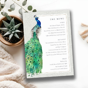 Carte de menu Mariage Peacock Ornate Classé