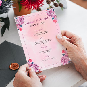 Carte de menu mariage. Personnalisable 