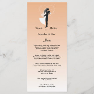 Carte de menu Mariage personnalisable Peach Ombre