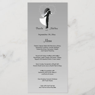 Carte de menu Mariage personnalisable Silver Ombre