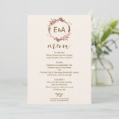 Carte de menu Mariage photo Monogramme (Debout devant)
