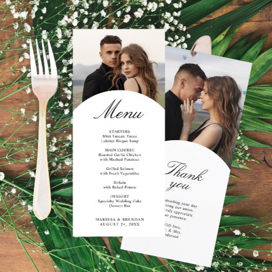 Carte de menu Mariage photo simple et élégant