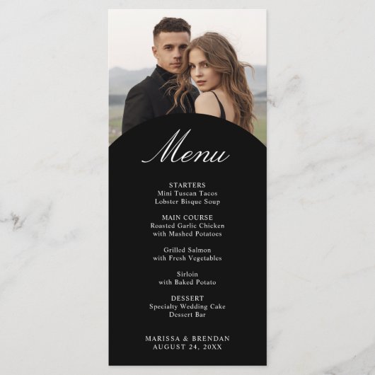 Carte de menu Mariage photo simple et moderne (Devant)