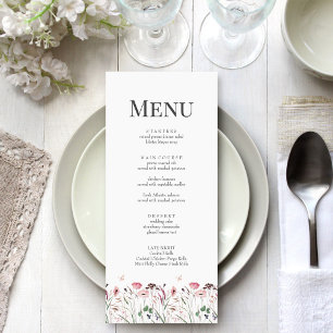 Carte de menu Mariage Pink Poppy Meadow