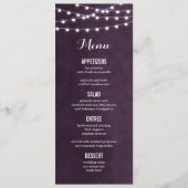Carte de menu Mariage Plum String Lights (Devant)