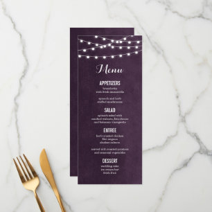 Carte de menu Mariage Plum String Lights