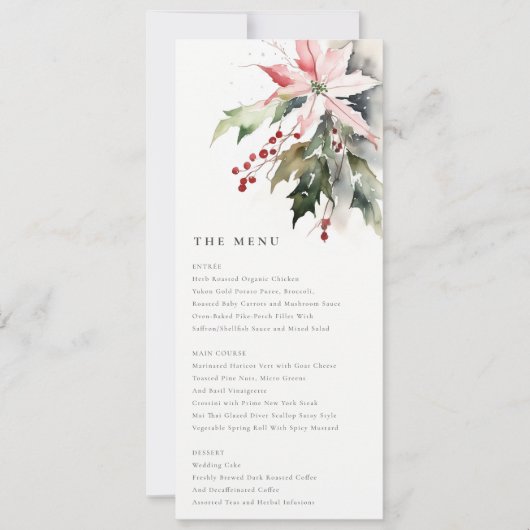 Carte de menu Mariage Poinsettia Berries (Devant)