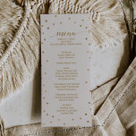 Carte de menu Mariage Pois d'or<br><div class="desc">Cette carte de menu mariage pois or est parfaite pour un mariage élégant. Le design simple présente des confettis d'or chic sur un arrière - plan de champagne crémeux avec une belle calligraphie fausse feuille d'or et un fond bleu marine. Remarque : Ce design ne comporte pas de véritable feuille...</div>