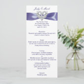 Carte de menu Mariage pour cygnes en argent violet (Debout devant)