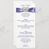 Carte de menu Mariage pour cygnes en argent violet (Devant / Derrière)