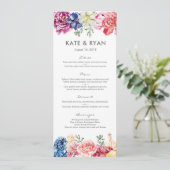 Carte de menu Mariage pour fleurs lumineuses (Debout devant)