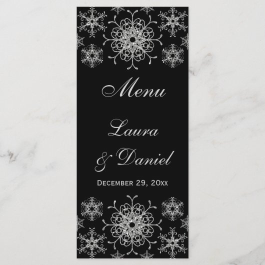 Carte de menu Mariage pour les flocons de neige de (Devant)