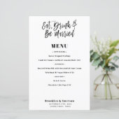 Carte de menu Mariage pour manger moderne (Debout devant)