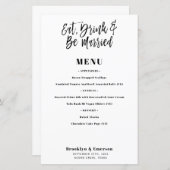 Carte de menu Mariage pour manger moderne (Devant / Derrière)