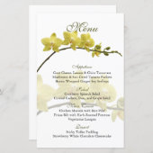 Carte de menu Mariage pour orchidées jaunes person (Devant / Derrière)