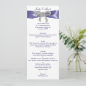 Carte de menu Mariage pourpre bleu diamant (Debout devant)