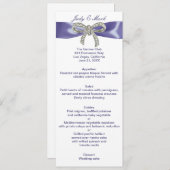 Carte de menu Mariage pourpre bleu diamant (Devant / Derrière)