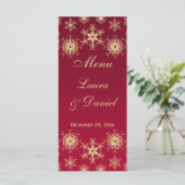Carte de menu Mariage Red, Gold Parties scintillan (Debout devant)