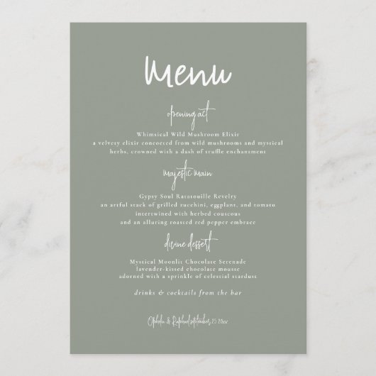 Carte de menu Mariage réversible Rustique à double (Devant)