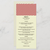 Carte de menu Mariage Riple Red Stripes (Devant / Derrière)