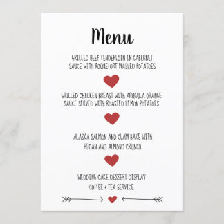 CARTE DE MENU MARIAGE ROMANTIQUE