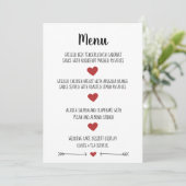 CARTE DE MENU MARIAGE ROMANTIQUE (Debout devant)