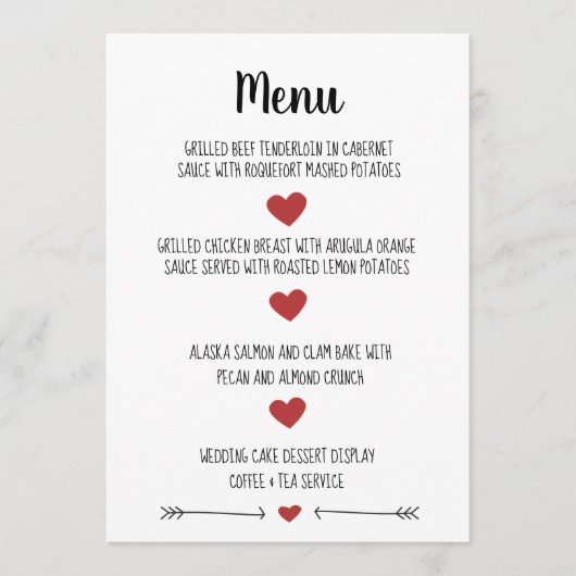 CARTE DE MENU MARIAGE ROMANTIQUE (Devant)