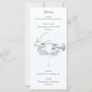 Carte de Menu Mariage Romantique Minimaliste aux M