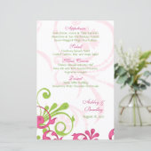 Carte de menu Mariage rose blanc (Debout devant)