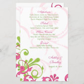 Carte de menu Mariage rose blanc (Devant / Derrière)