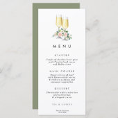 carte de menu mariage rose bulle (Devant / Derrière)