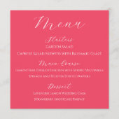 Carte de menu Mariage rose chaud (Devant)