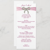 Carte de menu Mariage Rose Diamond Bow (Devant / Derrière)