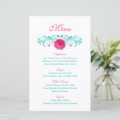 Carte de menu Mariage rose Gerbera Daisy (Debout devant)