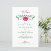 Carte de menu Mariage rose Gerbera Daisy (Debout devant)