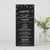 Carte de menu Mariage rose Gold & Black Glam Confe (Debout devant)