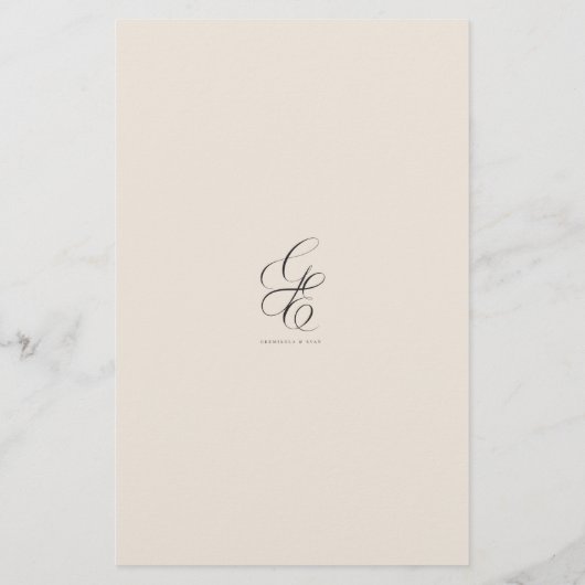 Carte de menu Mariage Rose illustrée (Dos)