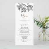 Carte de menu Mariage Rose Pencil Art Floral (Debout devant)
