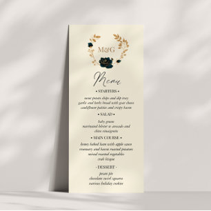 Carte de menu Mariage Rose Watercolor Gold