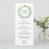 Carte de menu Mariage roses et olives (Debout devant)