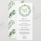 Carte de menu Mariage roses et olives (Devant / Derrière)